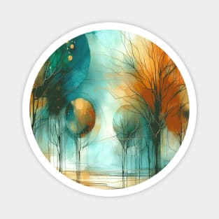 Abstract Watercolor Trees Magnet